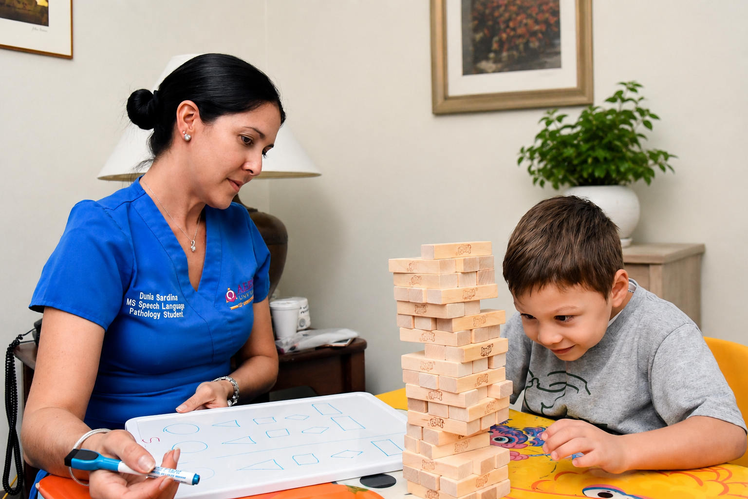 Speech-language pathology session with a child